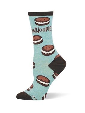 Socksmith NWT Whoopie Pie Pattern Crew Socks - Light Blue & Brown